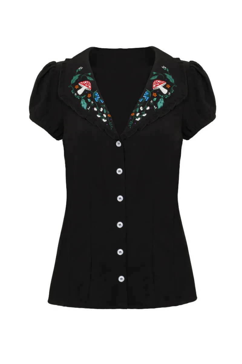 Hell Bunny Natura Blouse Black New