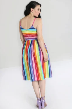 Hell Bunny New Over The Rainbow Dress MultiColour Hot