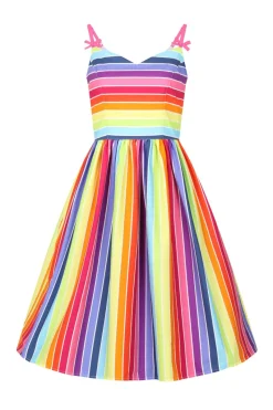 Hell Bunny New Over The Rainbow Dress MultiColour Hot