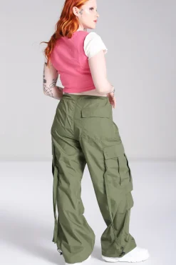 Hell Bunny Nickel Trousers Green New