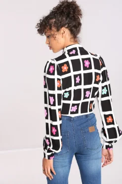 Hell Bunny Oopsie Daisy Blouse Black Hot