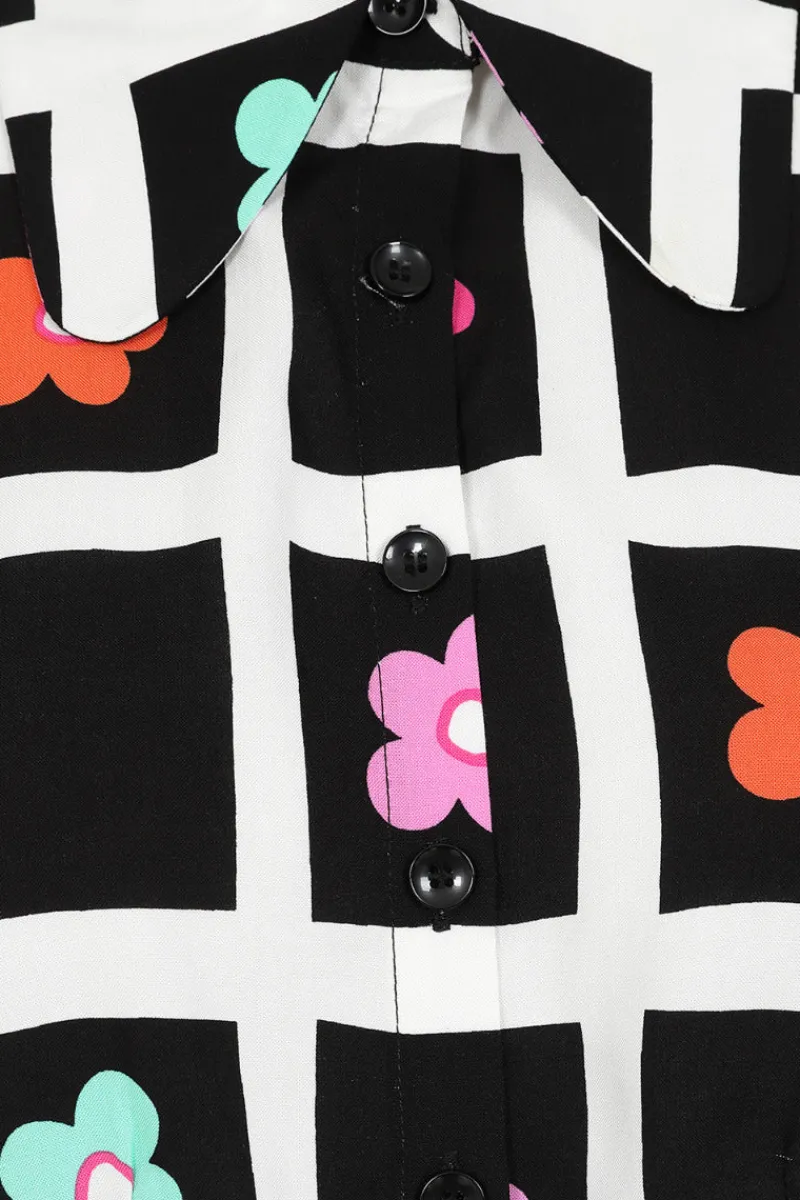 Hell Bunny Oopsie Daisy Blouse Black Hot