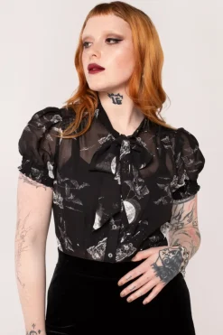 Hell Bunny Over The Moon Blouse Black Discount