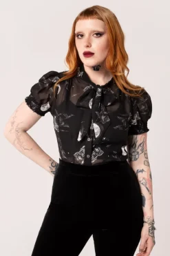 Hell Bunny Over The Moon Blouse Black Discount