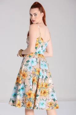 Hell Bunny Pattaya Dress Beige Outlet