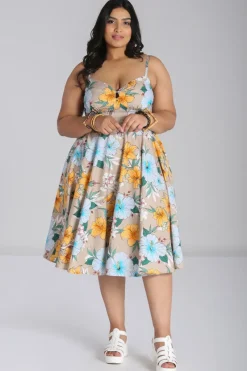 Hell Bunny Pattaya Dress Beige Outlet