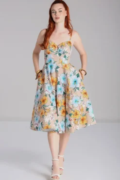 Hell Bunny Pattaya Dress Beige Outlet