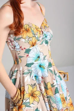 Hell Bunny Pattaya Dress Beige Outlet