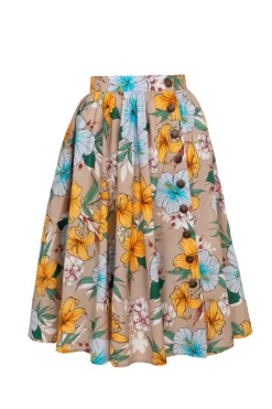 Hell Bunny Pattaya Skirt Beige