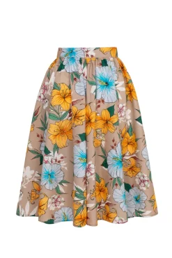 Hell Bunny Pattaya Skirt Beige