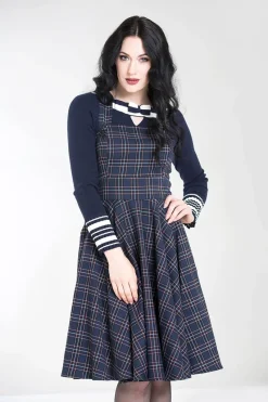Hell Bunny Peebles Pinafore Dress Sale Navy Outlet
