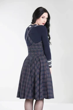 Hell Bunny Peebles Pinafore Dress Sale Navy Outlet