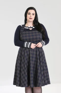 Hell Bunny Peebles Pinafore Dress Sale Navy Outlet