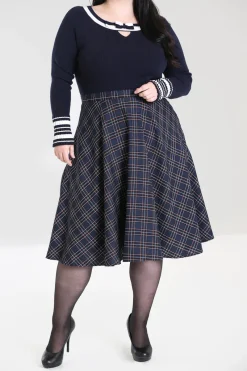 Hell Bunny Peebles 50's Skirt Navy Clearance