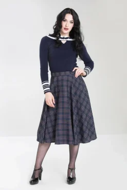 Hell Bunny Peebles 50's Skirt Navy Clearance