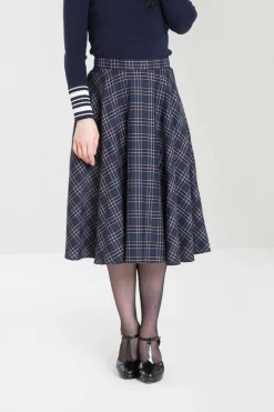 Hell Bunny Peebles 50's Skirt Navy Clearance