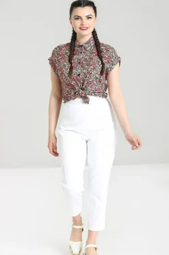 Hell Bunny Percy Cigarette Trousers White Clearance