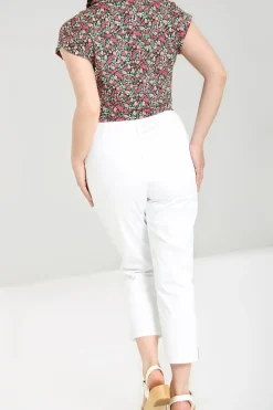 Hell Bunny Percy Cigarette Trousers White Clearance