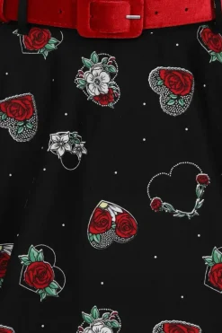 Hell Bunny Petals 50's Skirt Black Outlet