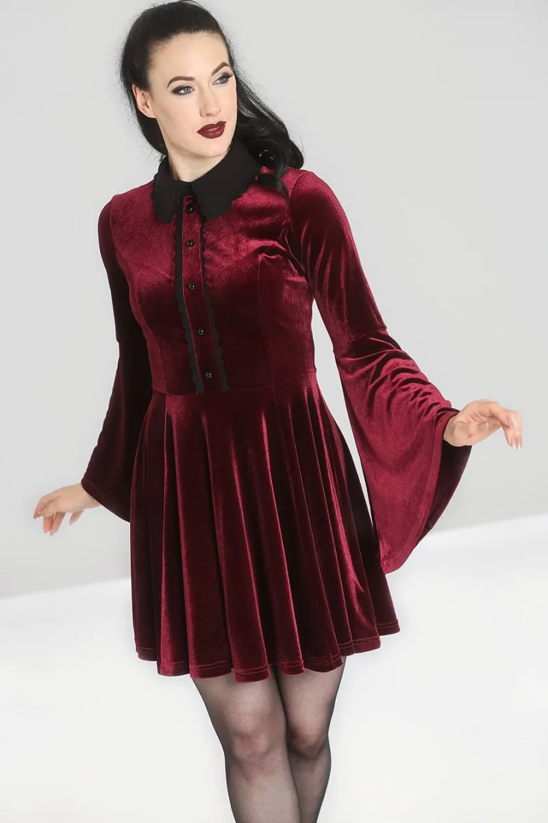 Hell Bunny Prudence Dress Wine Sale