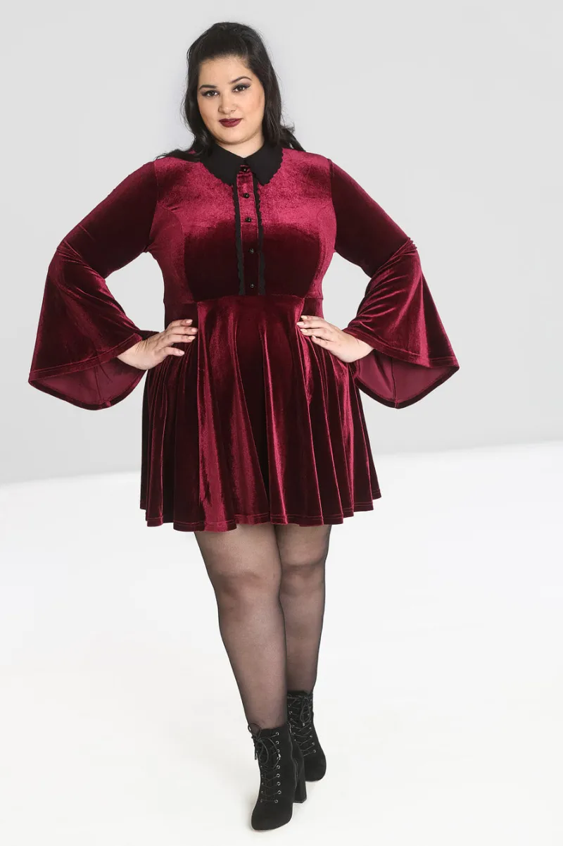 Hell Bunny Prudence Dress Wine Sale