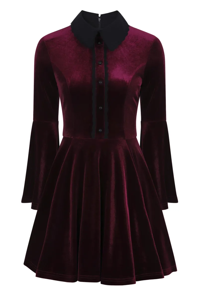 Hell Bunny Prudence Dress Wine Sale
