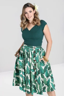 Hell Bunny Rainforest 50's Skirt Ivory Discount