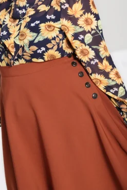 Hell Bunny Ravenwood Skirt Brown Hot