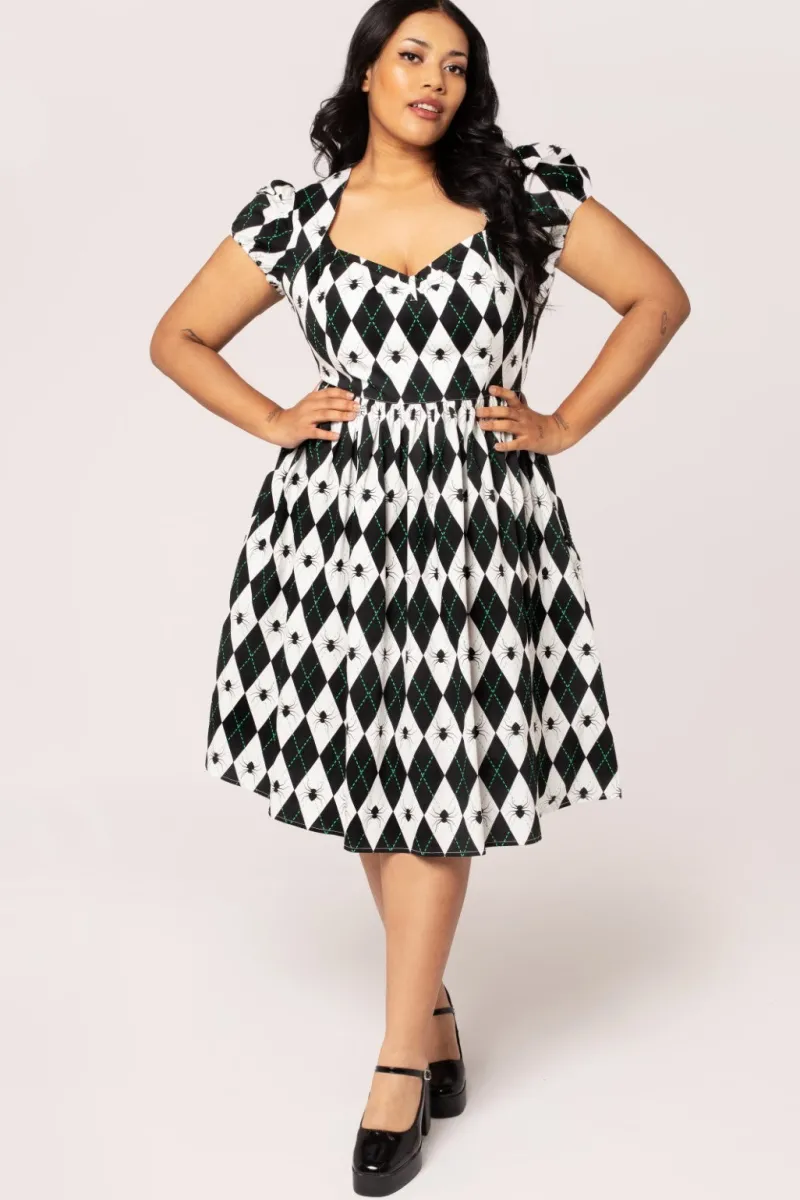 Hell Bunny Regina Dress Black/White Hot
