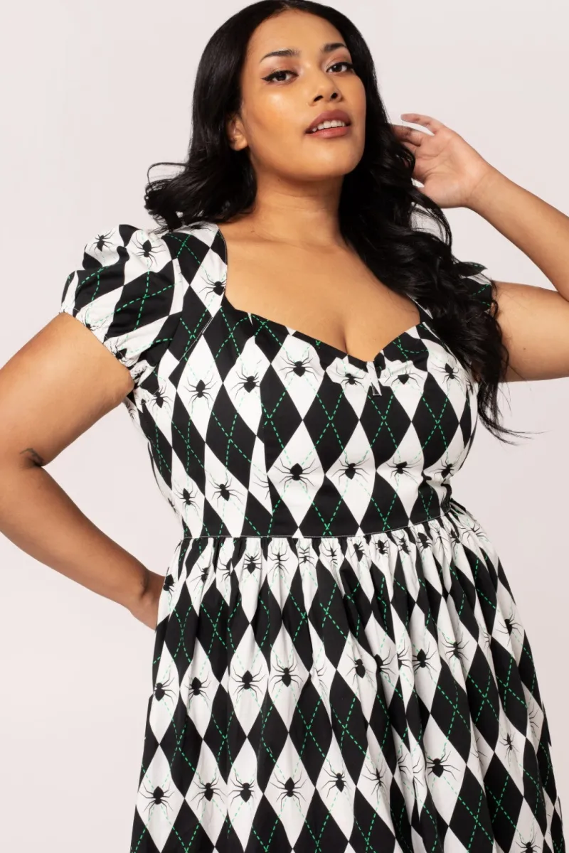 Hell Bunny Regina Dress Black/White Hot