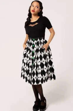 Hell Bunny Regina Skirt Black/White Discount