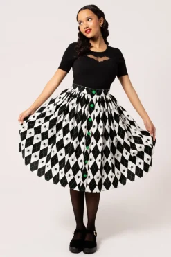 Hell Bunny Regina Skirt Black/White Discount