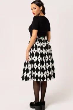 Hell Bunny Regina Skirt Black/White Discount