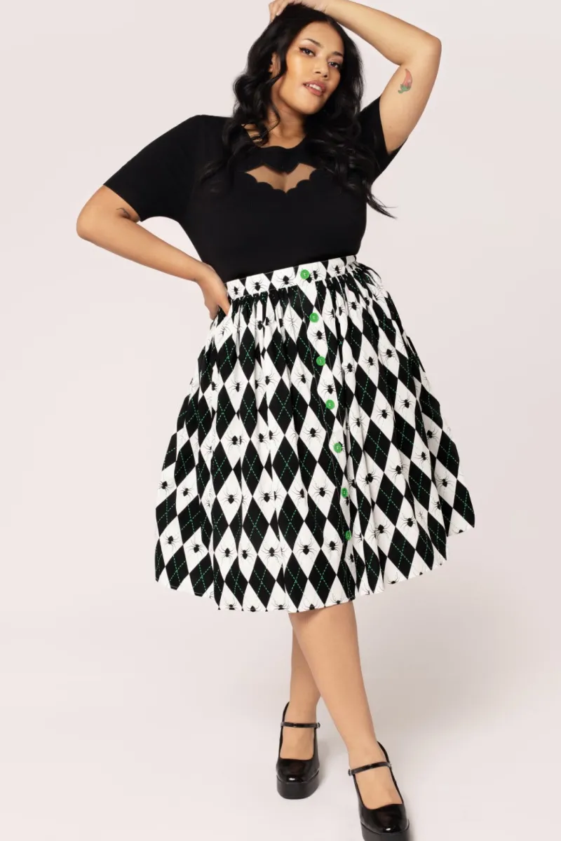 Hell Bunny Regina Skirt Black/White Discount