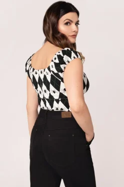 Hell Bunny Regina Top Black/White Best