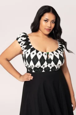 Hell Bunny Regina Top Black/White Best