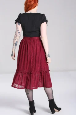 Hell Bunny Rhea Skirt Burgundy Hot
