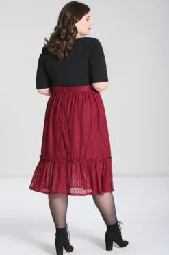 Hell Bunny Rhea Skirt Burgundy Hot