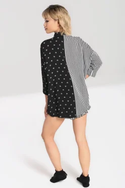 Hell Bunny Ribcage Oversized Shirt Black Outlet