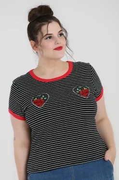 Hell Bunny Rose Heart Top Black Clearance