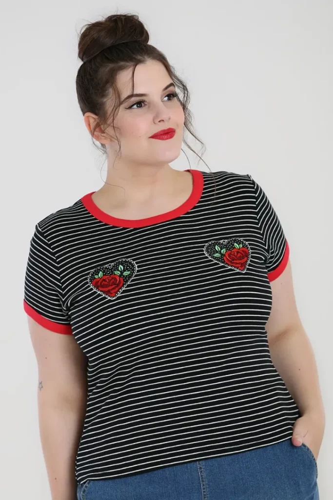 Hell Bunny Rose Heart Top Black Clearance