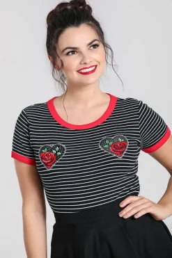 Hell Bunny Rose Heart Top Black Clearance
