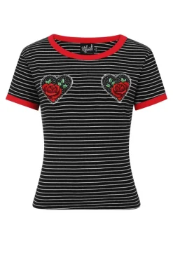 Hell Bunny Rose Heart Top Black Clearance