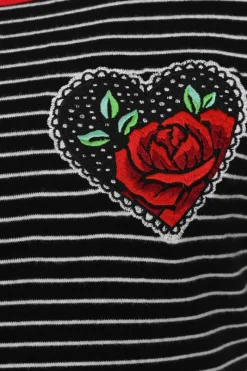 Hell Bunny Rose Heart Top Black Clearance