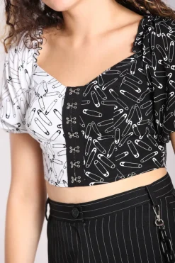 Hell Bunny Safety Pin Crop Top Black