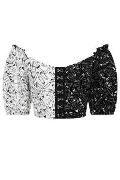 Hell Bunny Safety Pin Crop Top Black