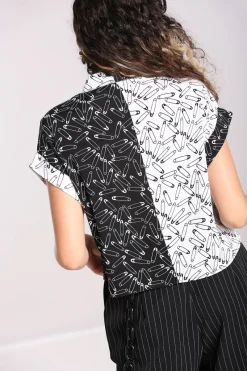 Hell Bunny Safety Pin Shirt Black Best