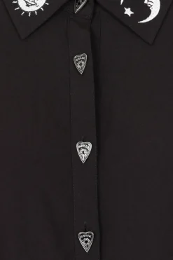 Hell Bunny Samara Blouse Black Hot