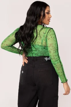 Hell Bunny Scully Top Green Clearance