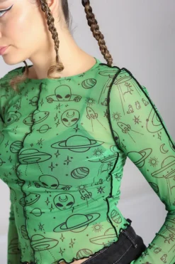 Hell Bunny Scully Top Green Clearance